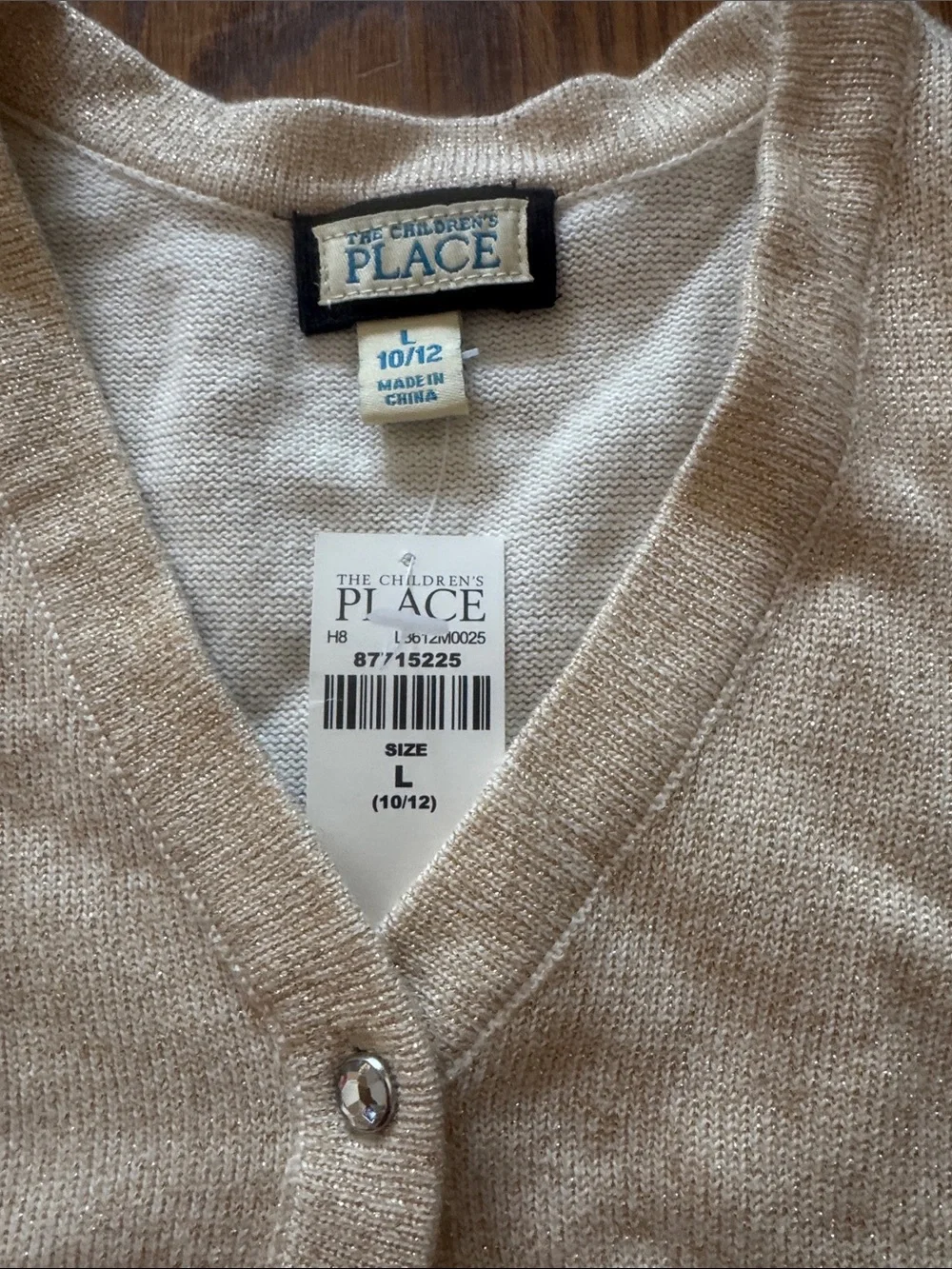 The Children's Place Girls Cream with gold shimmer bolero style Cardigan Sweater
